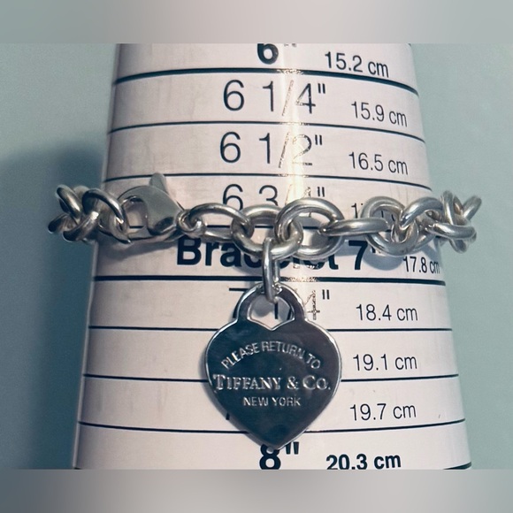 Tiffany & Co SS Vintage Medium RTT Heart Charm Bracelet 7.75-8” VGUC - Picture 7 of 7